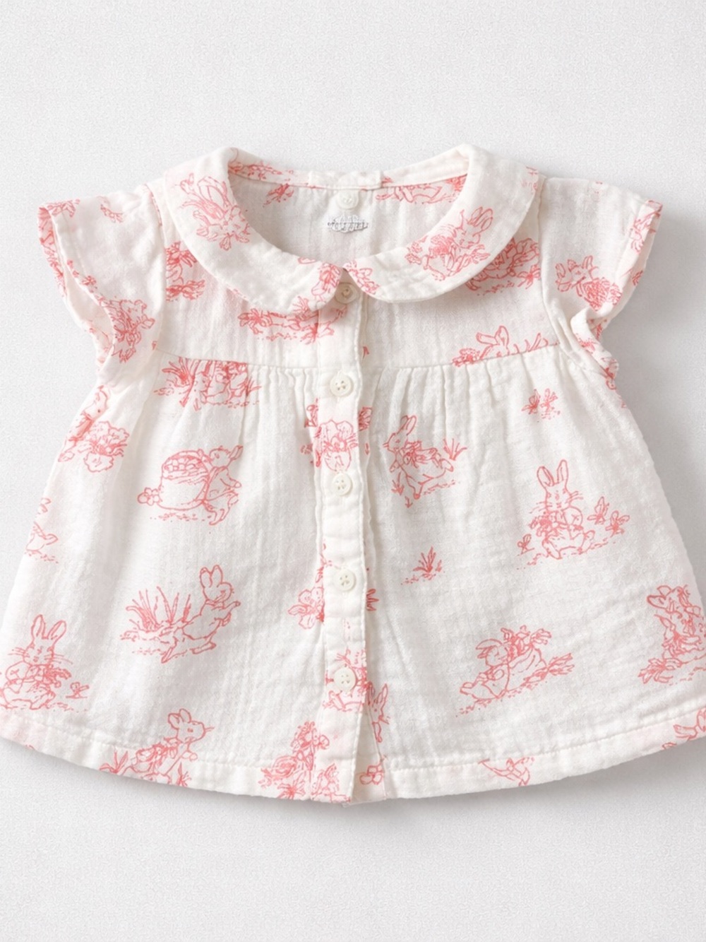 Baby Gap Peter Rabbit white and pink toile 2 piece matching set 6-12 months